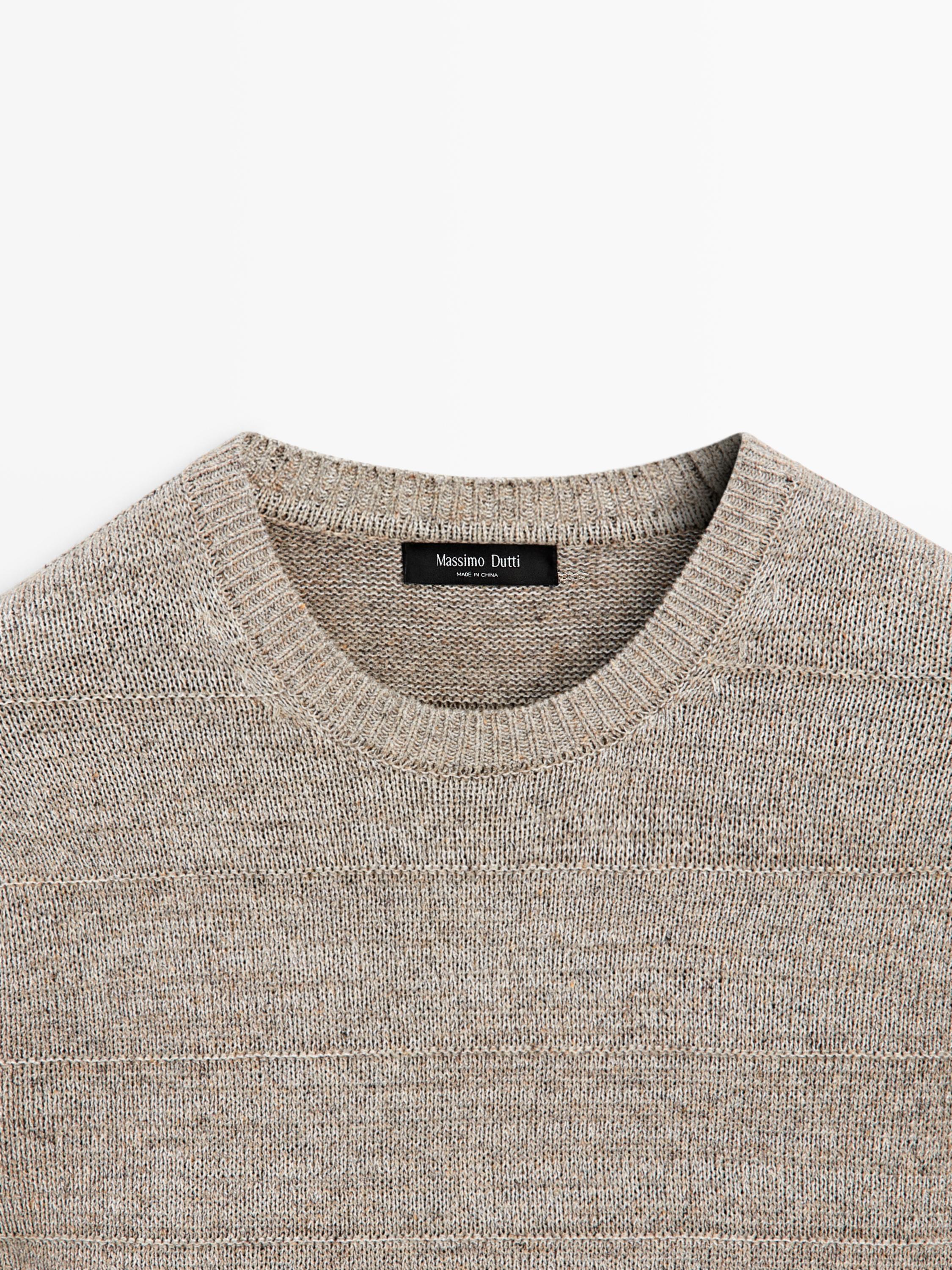 Striped knit crew neck sweater